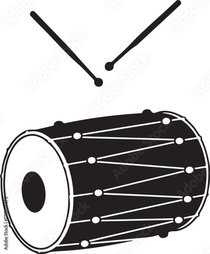 Dhool or dhol Black and White Dholak Drum Vector Illustration
Traditional Indian Dholak Musical Instrument Icon
Dholak Drum Clipart for Cultural Designs
Simple Dholak Percussion Instrument Icon