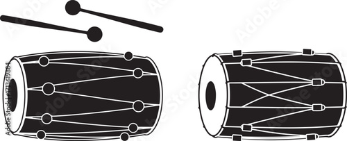 Dhool or dhol Black and White Dholak Drum Vector Illustration
Traditional Indian Dholak Musical Instrument Icon
Dholak Drum Clipart for Cultural Designs
Simple Dholak Percussion Instrument Icon