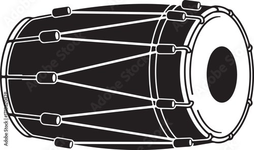 Dhool or dhol Black and White Dholak Drum Vector Illustration
Traditional Indian Dholak Musical Instrument Icon
Dholak Drum Clipart for Cultural Designs
Simple Dholak Percussion Instrument Icon