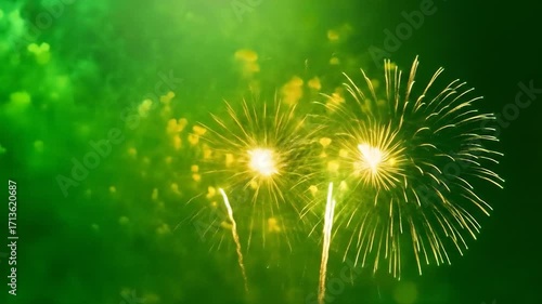 Abstract bursts of green and yellow light