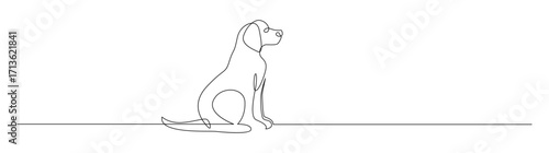 Continuous Line Drawing of a Sitting Dog