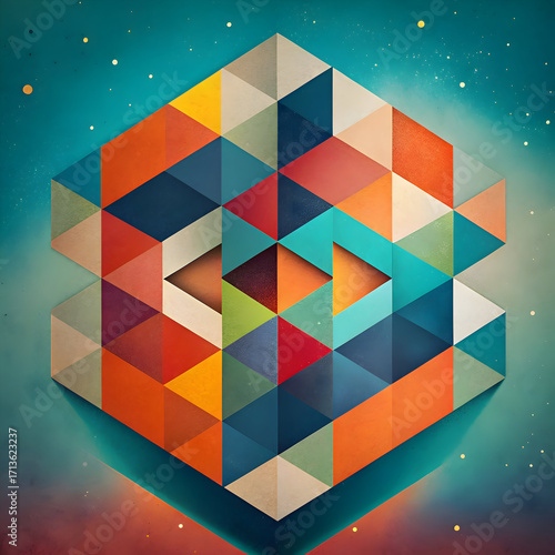 Geometric Abstract Art. Vibrant Triangle Pattern Background