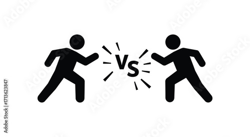 Two stick figures facing off in a dramatic versus conflict scene