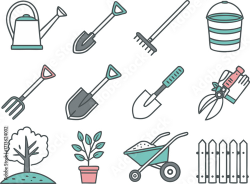 Collection of Household Cleaning Supplies and Tools for a Tidy Home