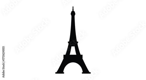 Simple black silhouette of the eiffel tower on a white background