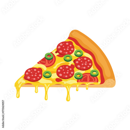 A delicious slice of pepperoni pizza with melted cheese and jalapeño toppings.