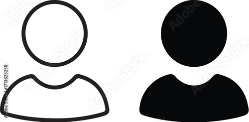 Minimalist User Account Icon: Simple Line Art and Glyph Vector for Login Interfaces