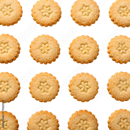 Repeating Pattern of Round Cookies with Flower Imprint floral