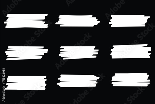 pen lines hand drawn set. Chalk lines, charcoal highlight strokes doodle set. Pencil underlines, kids crayon strips, brush line in sketch style. Grunge texture. Hand drawn vector.handdrawn marker pen