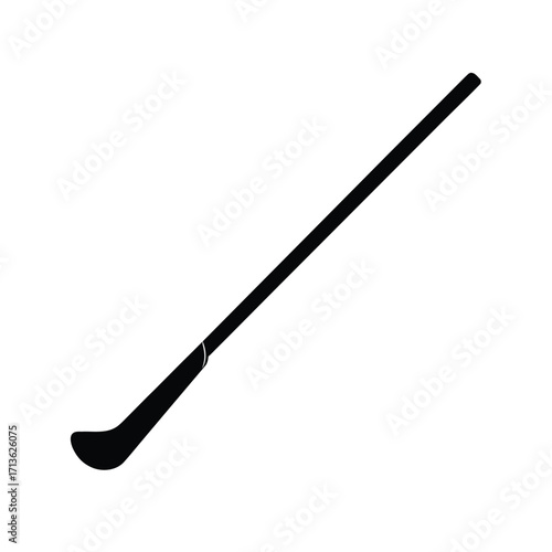 Black hockey stick silhouette on white background