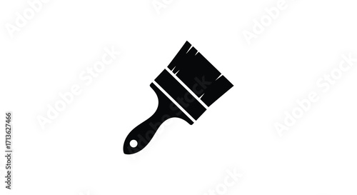 A simple black silhouette of a paintbrush on a white background