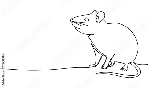 Minimalist Line Drawing of a Rat
