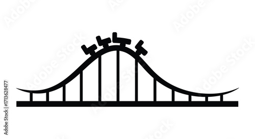 Simple black and white illustration of a classic roller coaster track