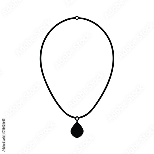 Elegant black necklace silhouette on white background