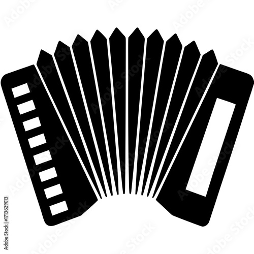 Black silhouette of an accordion musical instrument against a white background