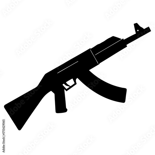 Black silhouette of an automatic rifle isolated on a white background vector illustration