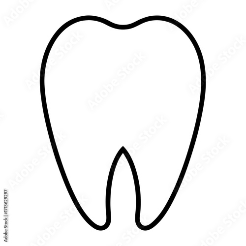 Simple outline drawing of a human tooth with a white background ideal for dental concepts