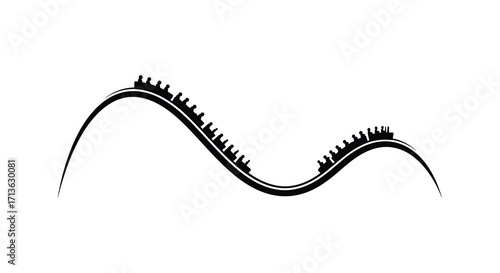 Abstract black line with jagged peaks against a pure white background