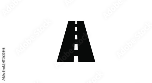 A simple black and white illustration of a road stretching into the distance
