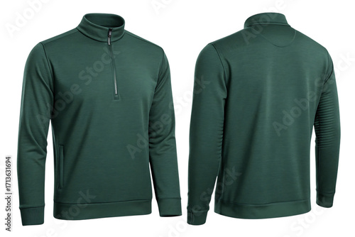 Blank dark green quarter zip long sleeve pullover stylish everyday outfit