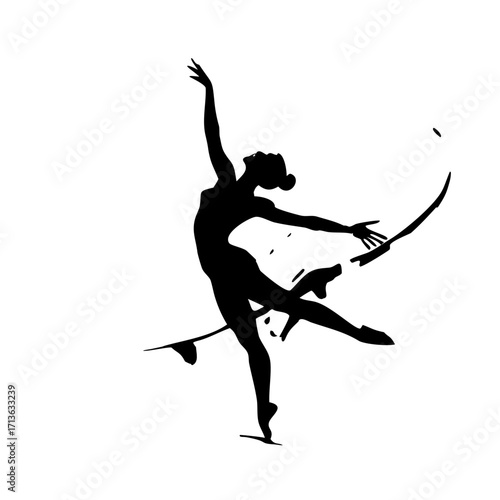 Vector art of silhouette of a graceful ballerina in a dynamic pose