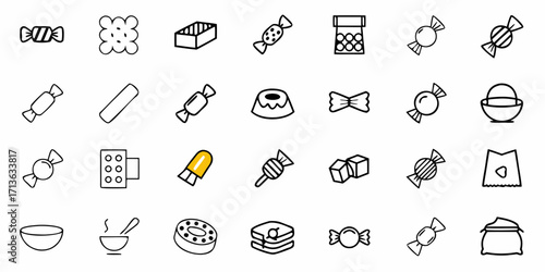 Illustration of construction tools and materials including brick wall and paint bucket icons set of twenty four