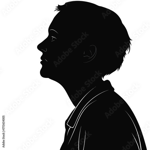 Vector art of silhouette profile of a young man looking up