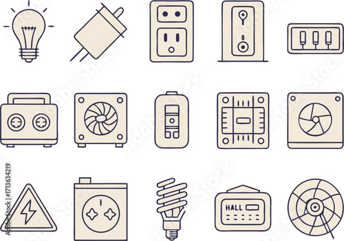 Collection of Electronic Devices and Electrical Components