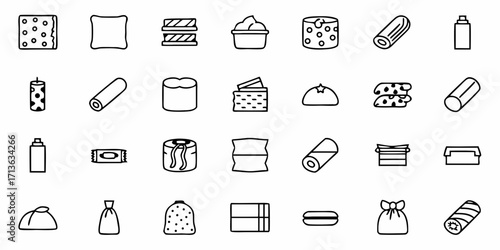 Collection of various objects and shapes in outline style isolated on a white background art design