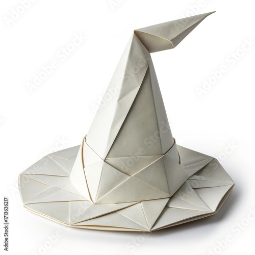 Origami Paper Witch Hat Halloween Clipart isolated on white background