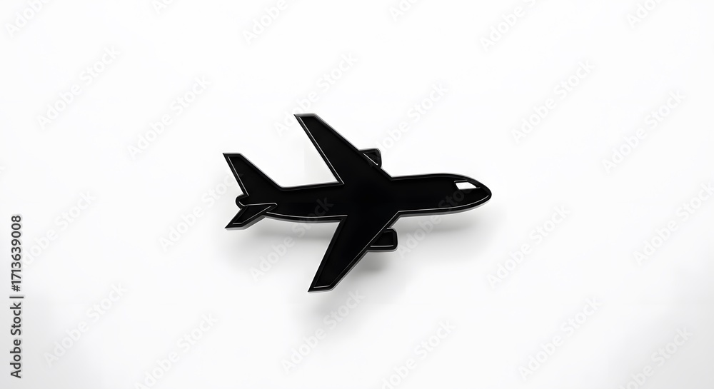 Obraz premium Black airplane miniature on a white surface studio shot.