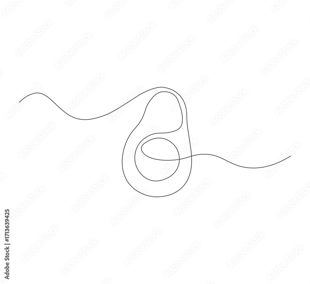 Obraz premium One line avocado icon. White image background. Continuous line drawing of avocado. Vector illustration. Avocado linear icon, Avocado Line icon, Sketch and Doodle Design.
