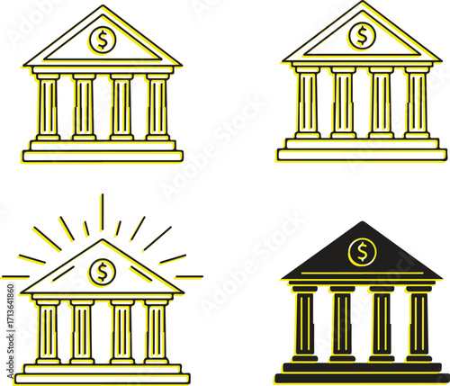 Vector art of collection of bank icons