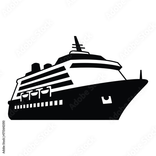 Modern cruise ship silhouette front view maritime transportation vessel nautical travel