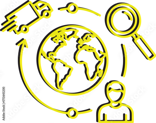 Vector art of global logistics and delivery network concept