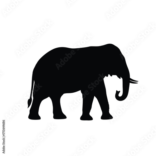 Majestic silhouette of an african elephant in profile side view realistic wildlife art
