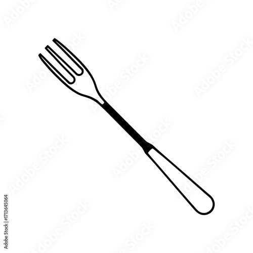 Illustration of a three pronged dessert fork on transparent background