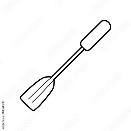 Outline drawing of a kitchen spatula tool on transparent background