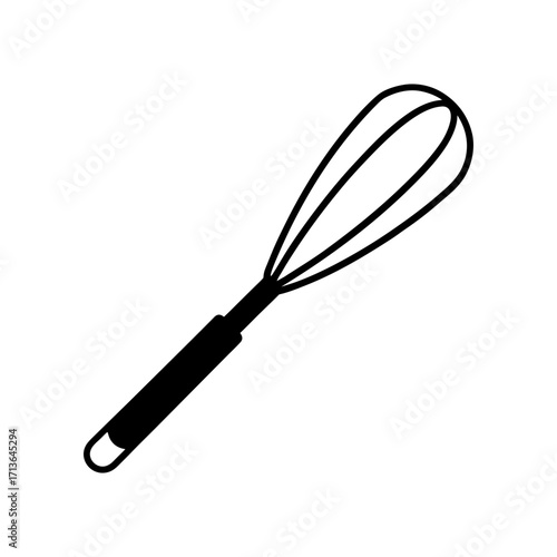 Illustration of a simple kitchen whisk tool on transparent background