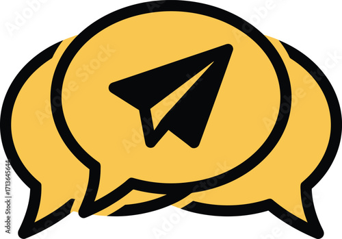 Paper airplane in speech bubbles icon