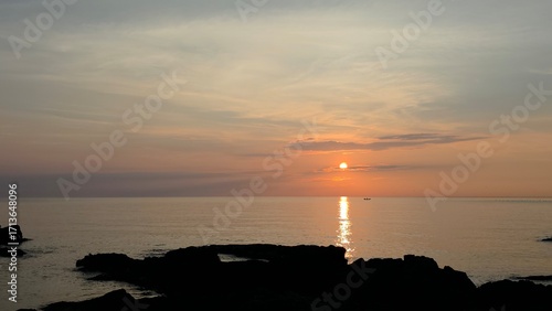 Summer seascape, dawn sunrise, beautiful sky colors, sun, sea, cloud background, beautiful sunrise scenery, Jeongdongjin sea, South Korea
- 여름 자연, 새벽 일출, 아름다운 하늘, 태양, 바다, 구름 배경, 멋진 해돋이 풍경, 정동진 바다, 한국