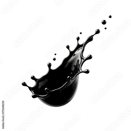 Black ink splash silhouette isolated on white background
