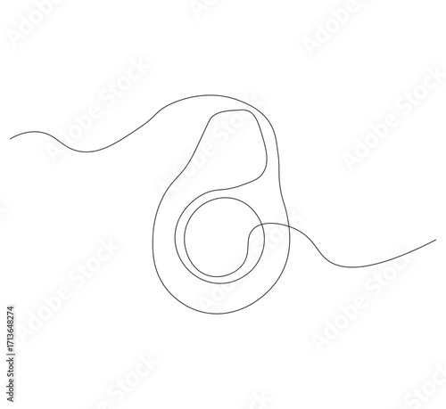 One line avocado icon. White image background. Continuous line drawing of avocado. Vector illustration. Avocado linear icon, Avocado Line icon, Sketch and Doodle Design.