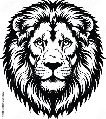 Majestic lion head vector silhouette mane fierce