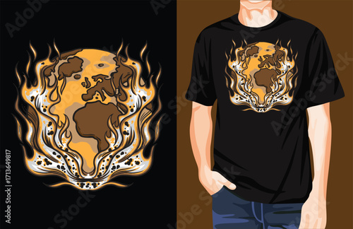 Earth on fire t-shirt design