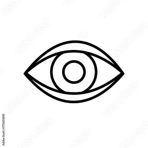 Line icon of human eye. Minimal outline design for anatomy, vision, ophthalmology, healthcare, and medical concept.