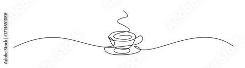 Continuous Line Drawing of Cup of Coffee