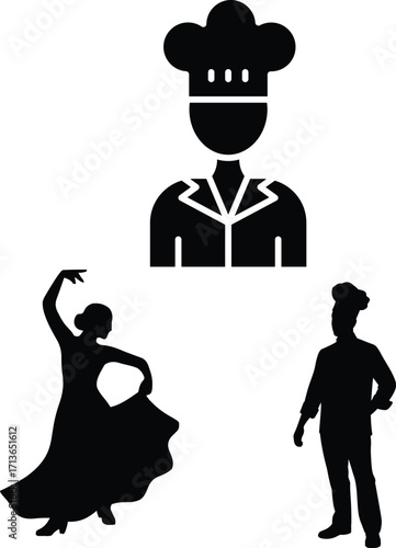 Spanish tapas food symbol black silhouette