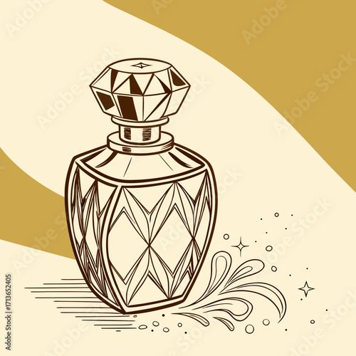 Elegant perfume bottle with diamond stopper