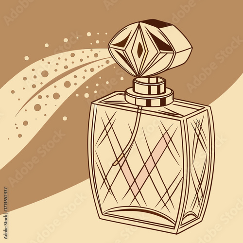 Elegant perfume bottle with a geometric stopper